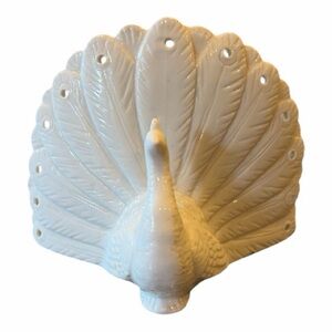 White Ceramic Peacock Earring Jewelry Holder